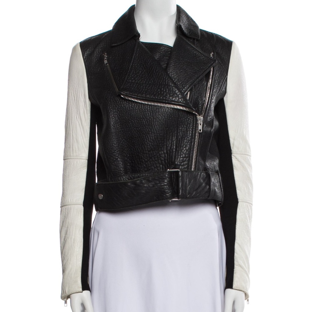Helmut Lang Leather Biker Jacket Black & White